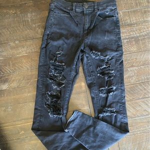 American Eagle size 6 distressed black jeans, next level stretch